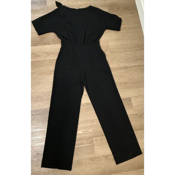 St. John Black Wide-Leg Jumpsuit With‎ Bow Detail Party Cocktail Wedding - Picture 2 of 6